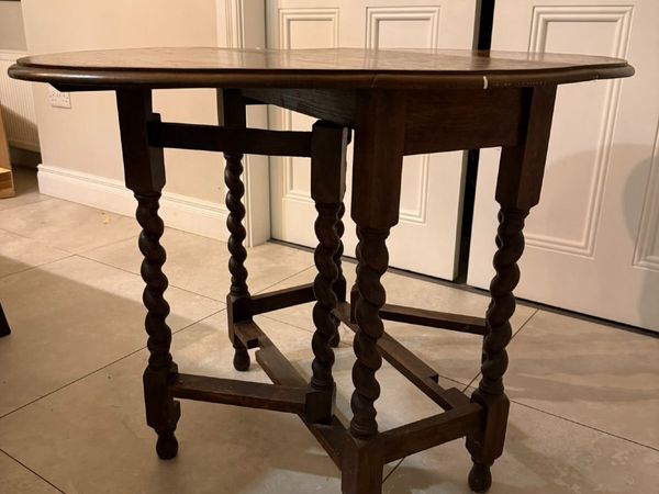 Antique Oak Gateleg Table with Barley Twist Legs - Main image