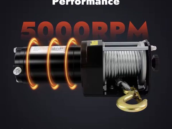 ,DC 12V Electric Winch Wired Control 3000lbs - Main image