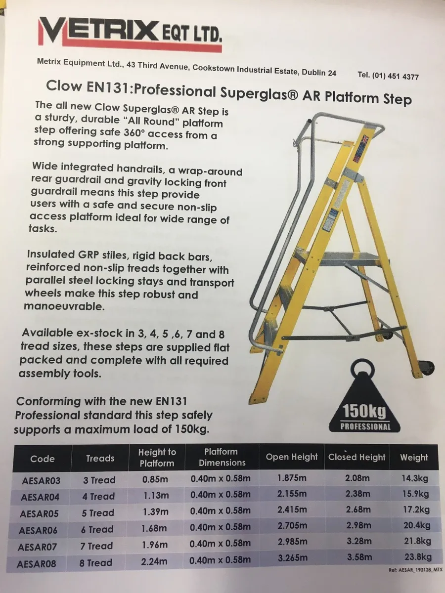 CLOW 2 to 8 Step Podium Ladders. Metrix - Image 2