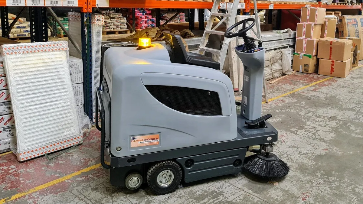 Nilfisk SR1101 Ride on battery operated sweeper - Image 1