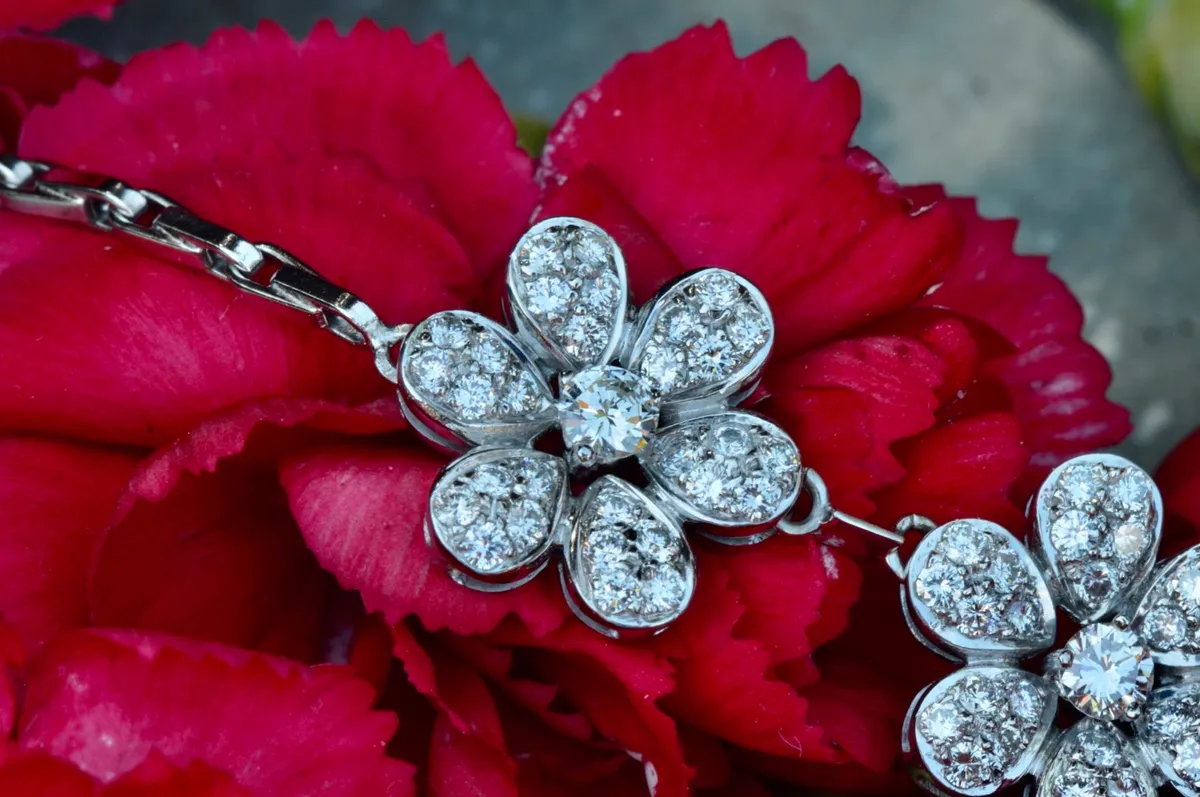 Vintage 1950s 2 - 2.5ct Diamond Bracelet Platinum - Image 3