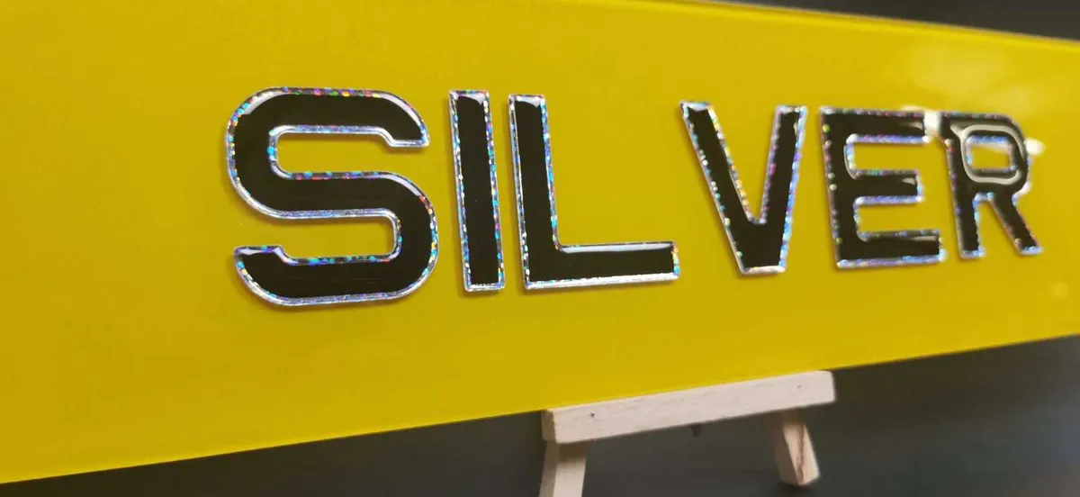 Pair of 3D Gel Silver Number Plates - Image 2