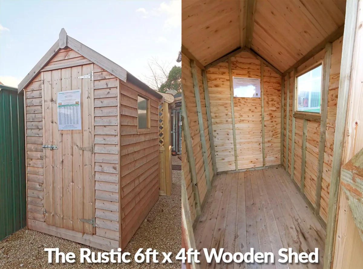 6 x 4 Rustic Wooden Shed - Image 1