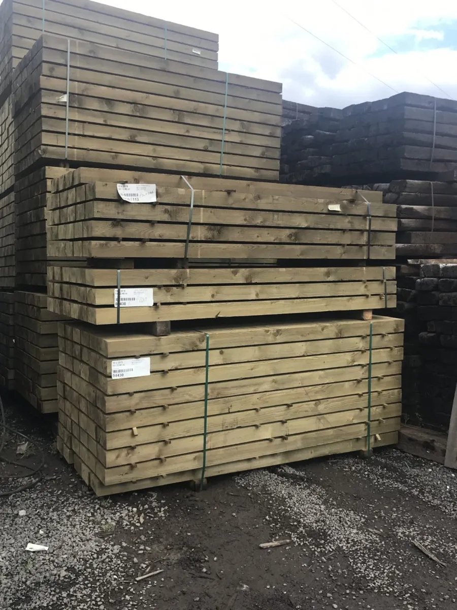 Green Tanalised  Railway Sleepers - Image 1