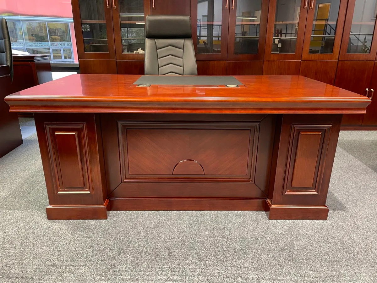 Walnut Executive Veneer Desks Incl. Pedestals- New - Image 2