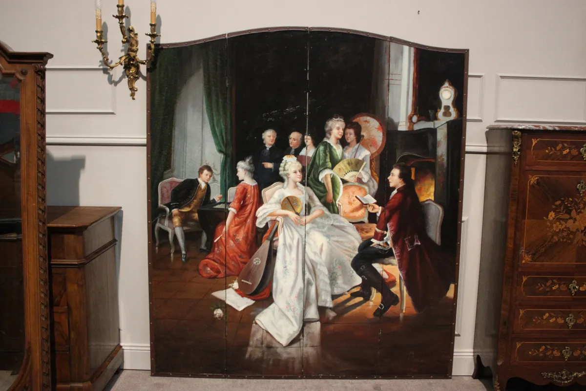 Painted Canvas Screen Nineteenth Century - Image 3