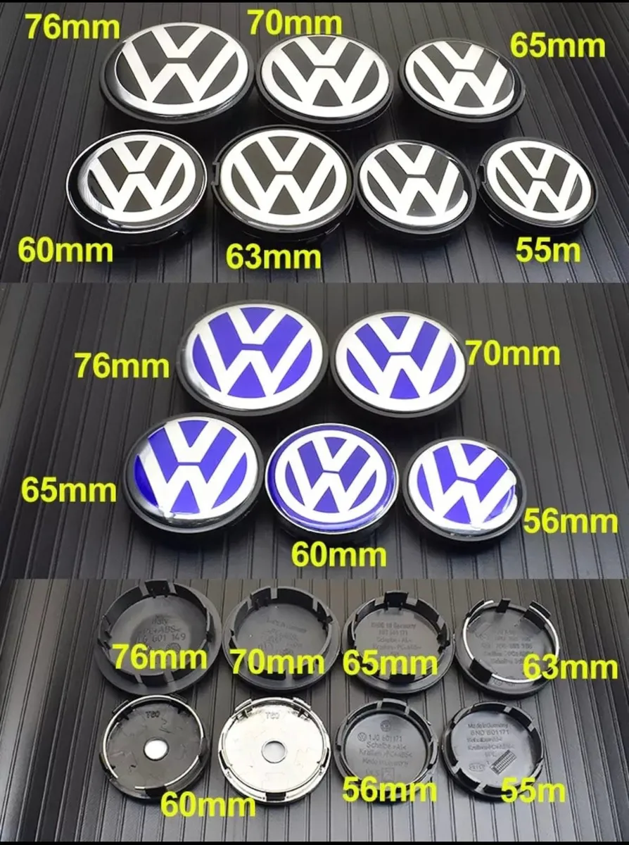 VW alloy wheel centre hub caps 55/56/60/63/65/70mm - Image 2