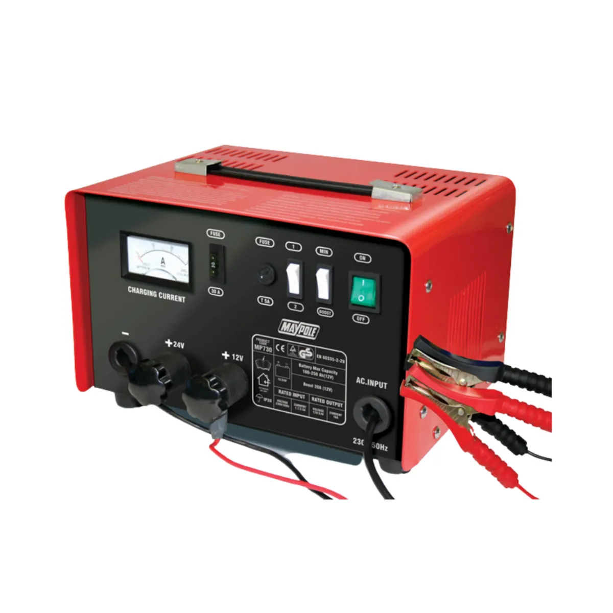 Maypole 20A 12/24V Metal Cased Battery Charger