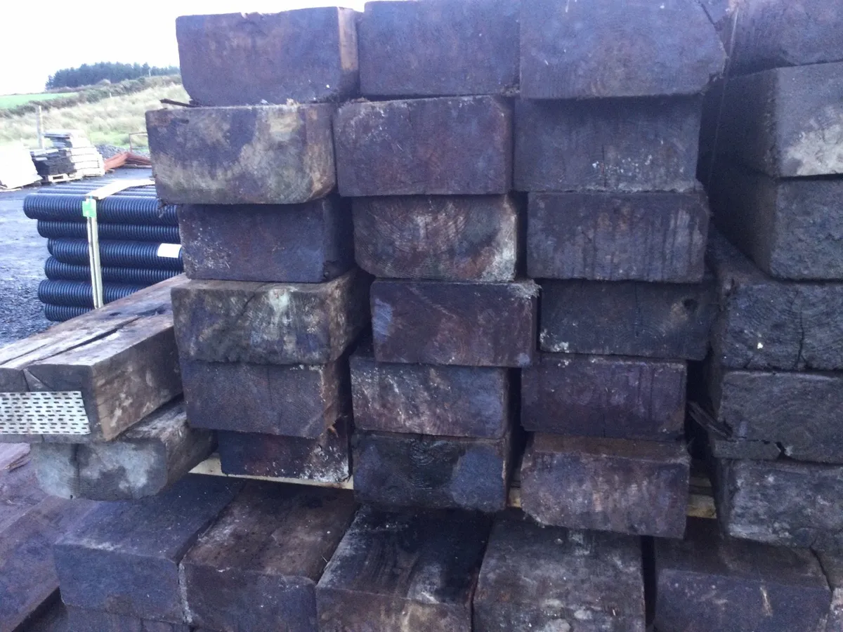 Railway sleepers and galvanised granting - Image 1