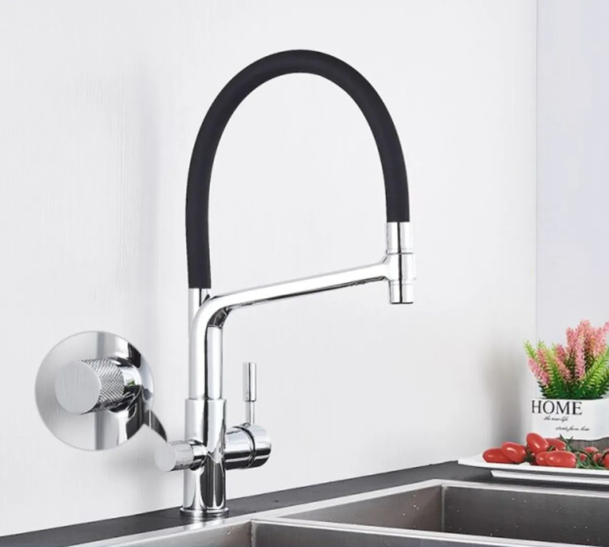 3 Way Kitchen Tap for Reverse Osmosis Black Rubber - Image 4