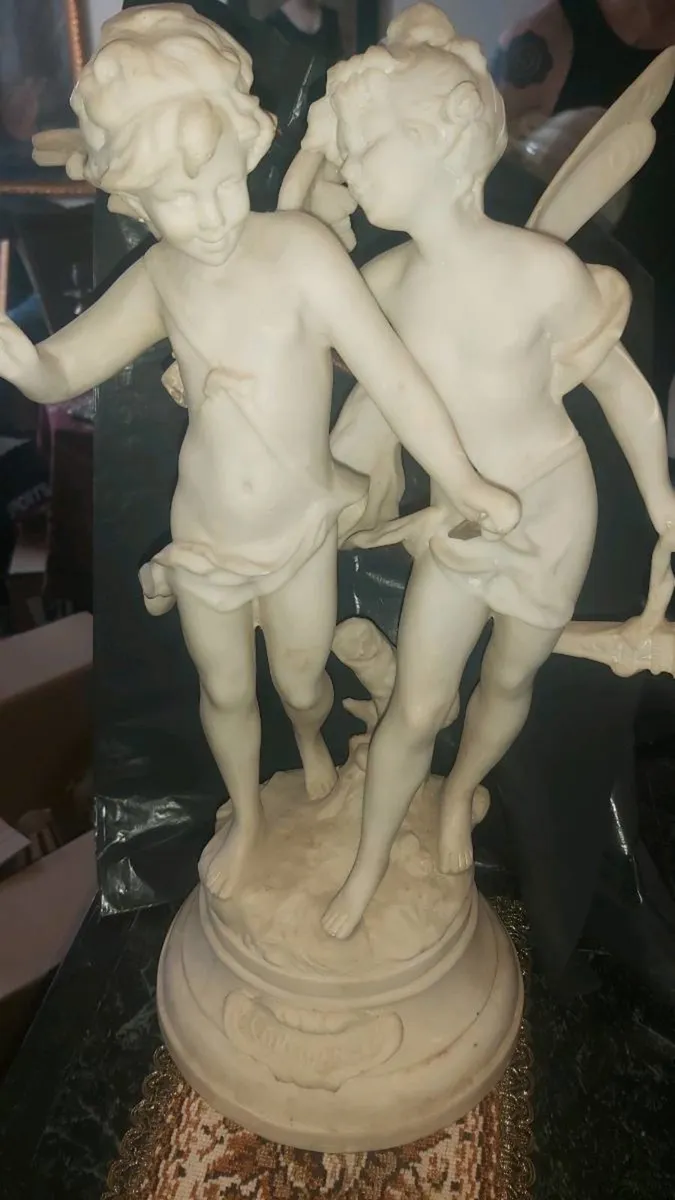 Antique bisque French Cupid and Psyche statue - Image 1