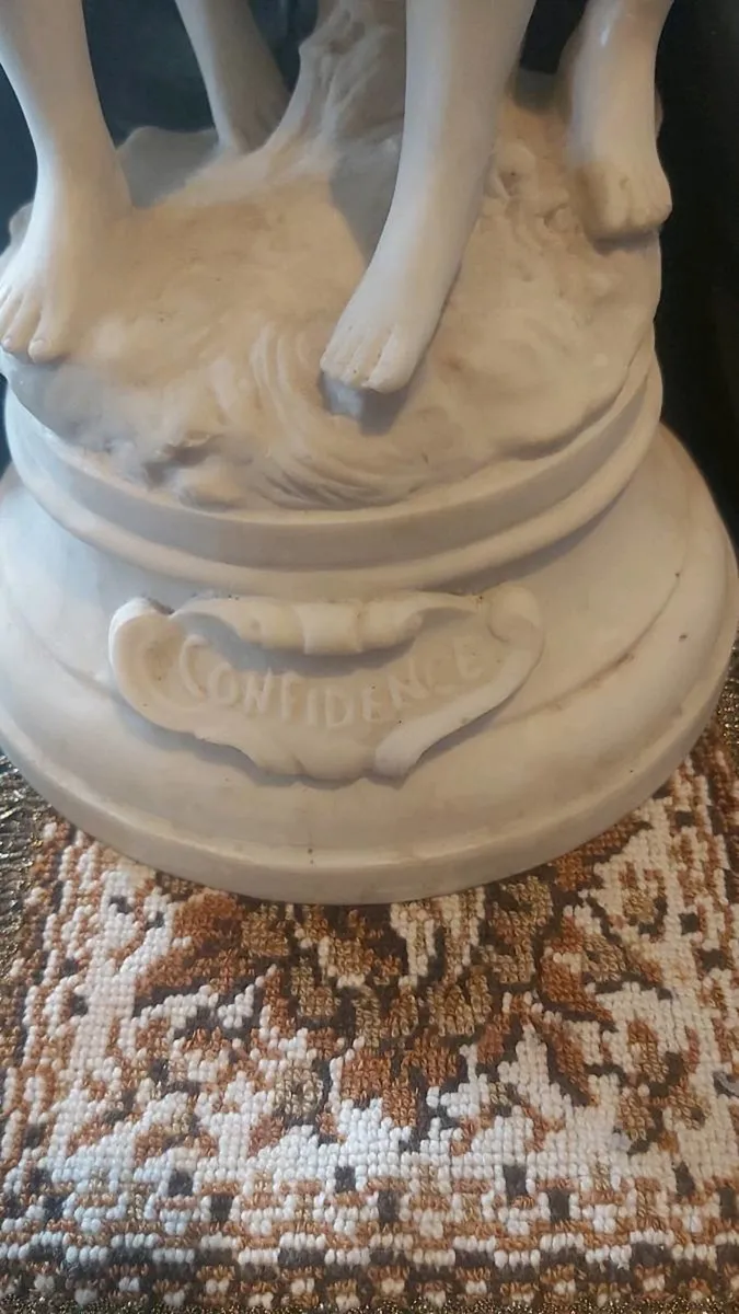 Antique bisque French Cupid and Psyche statue - Image 2