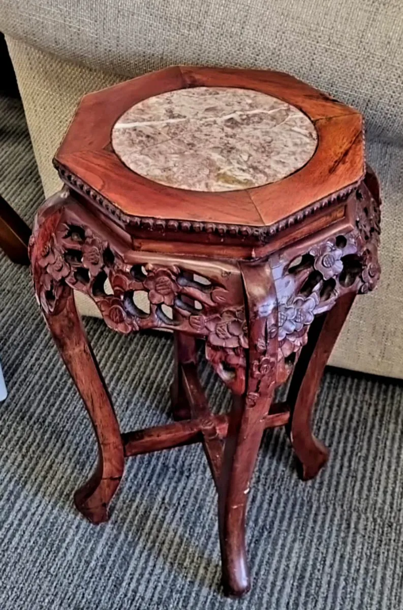 Antique ROYOLA PACIFIC marble and wood table - Image 1