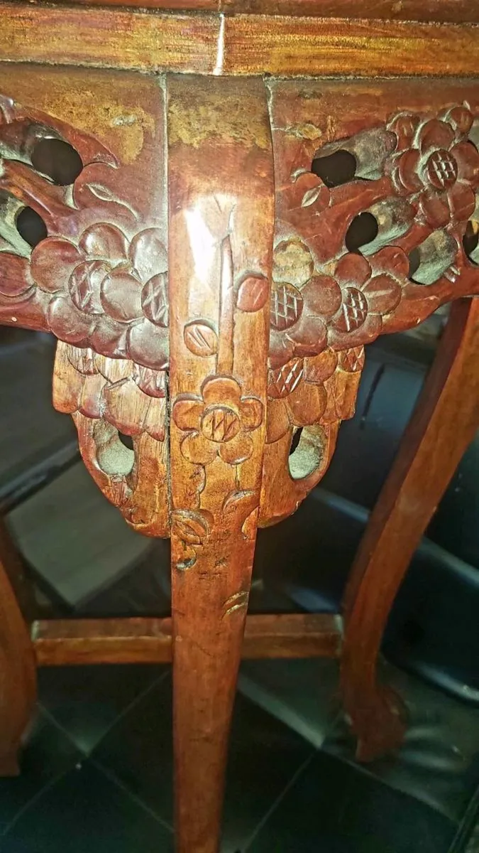 Antique ROYOLA PACIFIC marble and wood table - Image 3