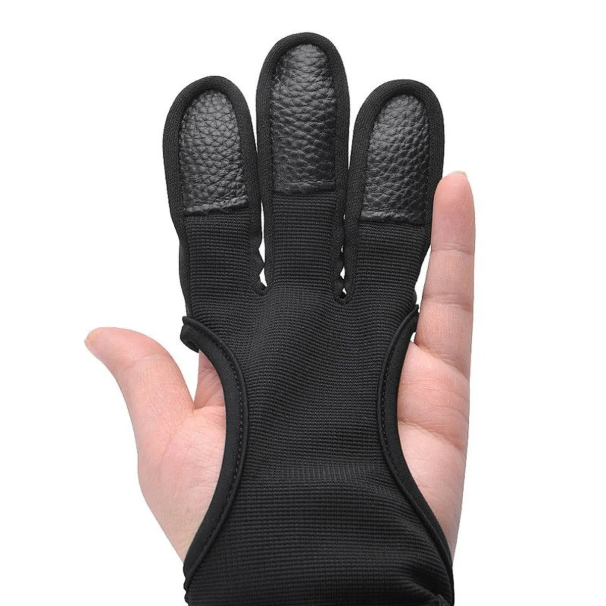 Archery glove 3 fingers (fabric with leather tips) - Image 2