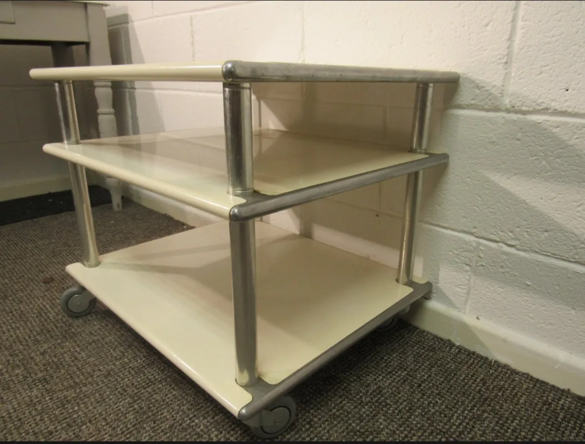 Vintage French metal dental trolley. - Image 1