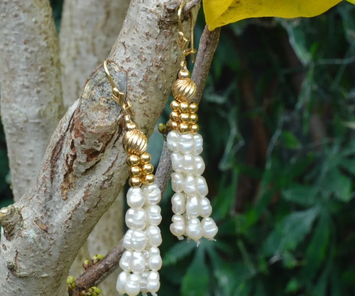 Vintage 1940s Pearl Drop Earrings - 14ct Gold - Image 1