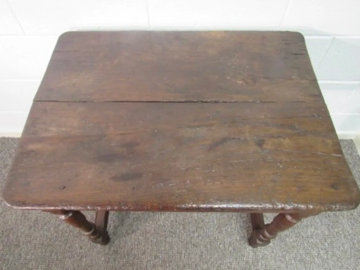 Antique c1680 oak peg jointed Charles 11 sidetable - Image 2