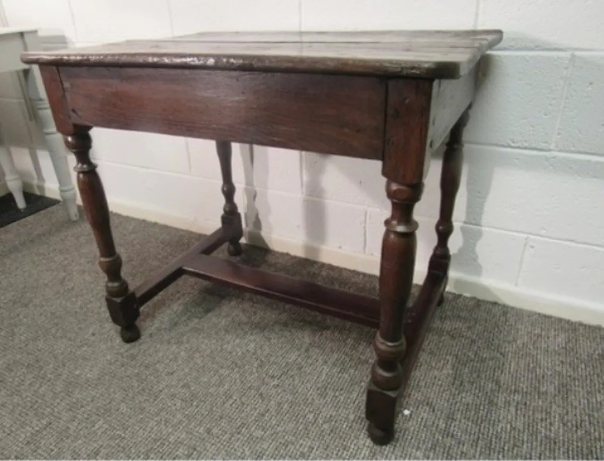Antique c1680 oak peg jointed Charles 11 sidetable - Image 3