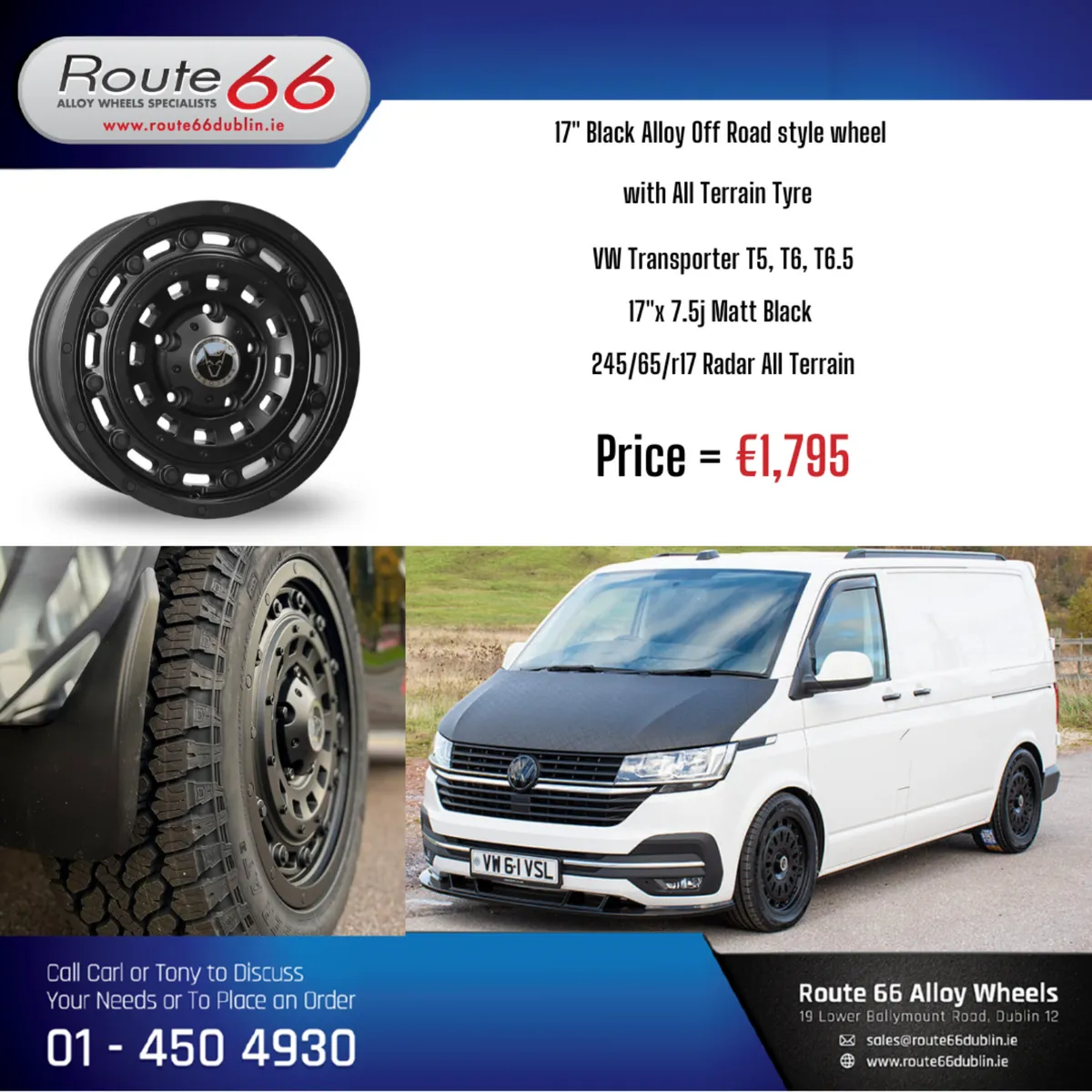 Volkswagen Transporter Alloy Wheels with Tyre - Image 1
