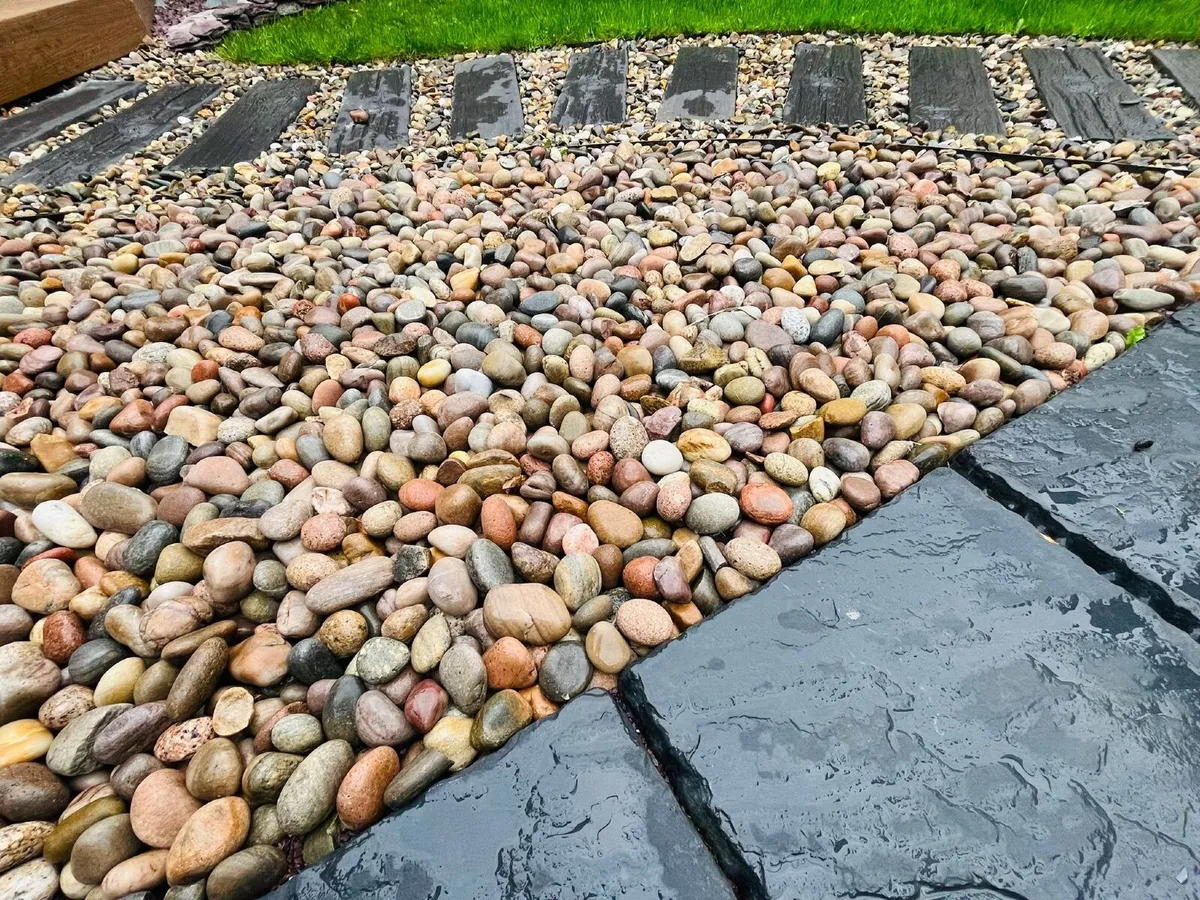 Gravestones and Memorial black polished pebbles. - Image 4