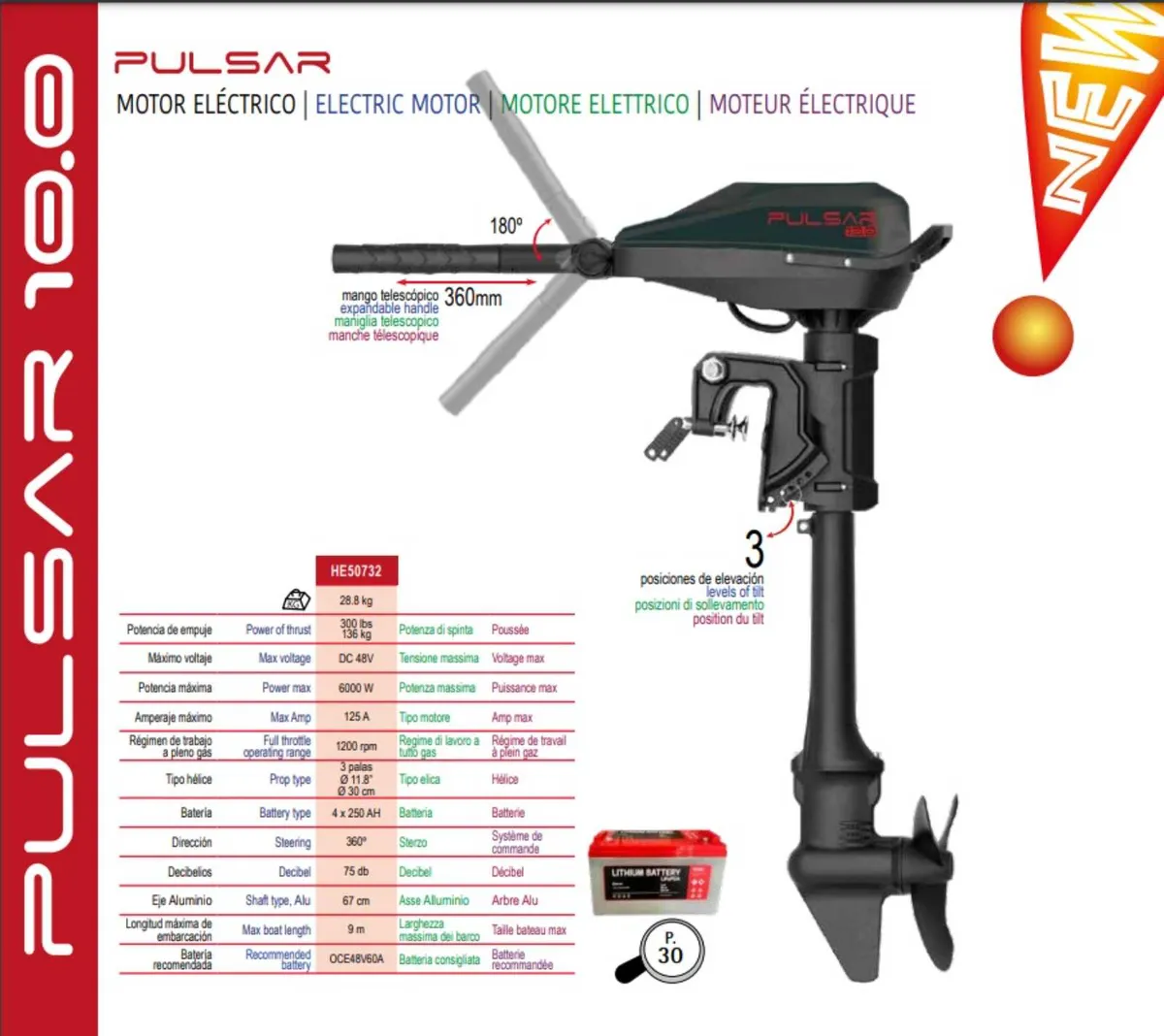 Electric outboard pulsar 10hp 48v no battery - Image 1