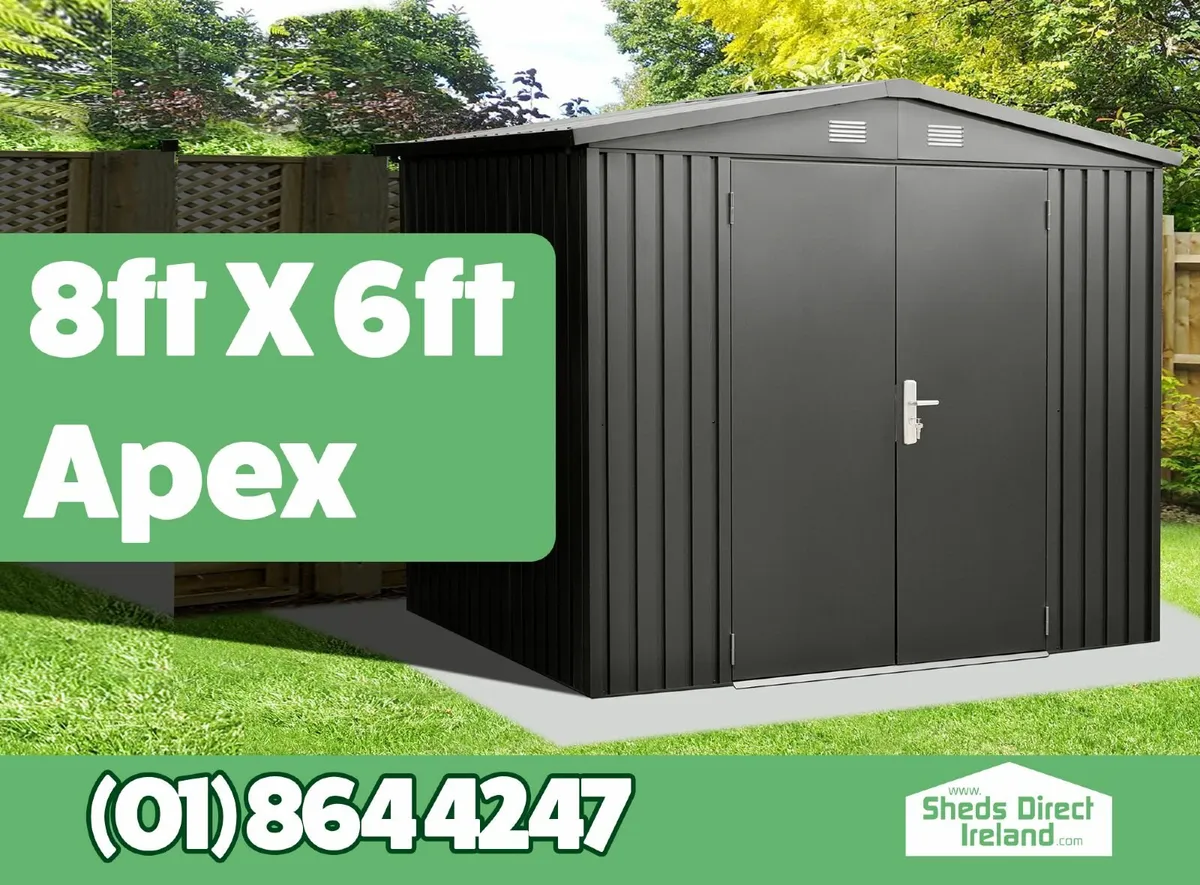 The Premium Apex 8ft x 6ft Steel Garden Shed - Image 1