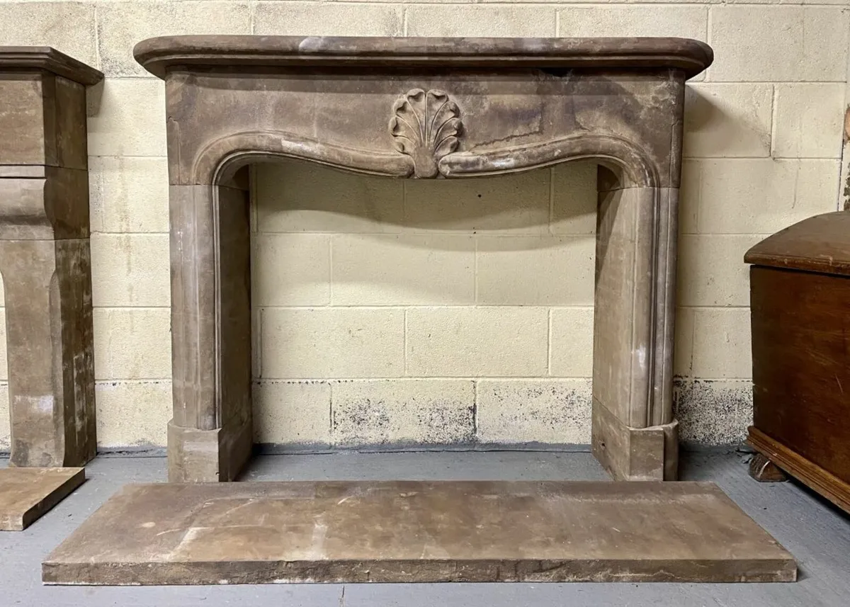 Antique Limestone Fire Place - Image 3