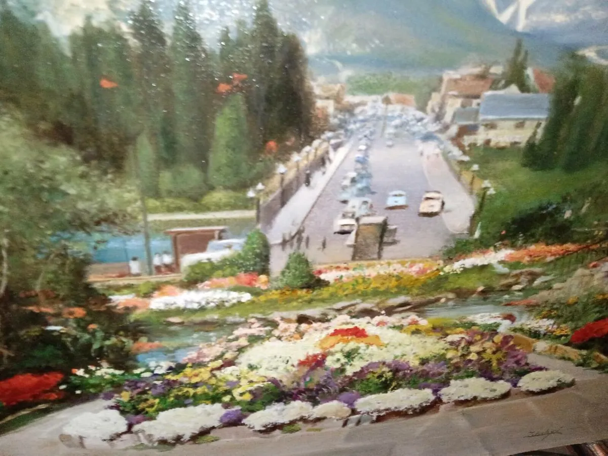 Beautiful antique large oil painting - Image 1