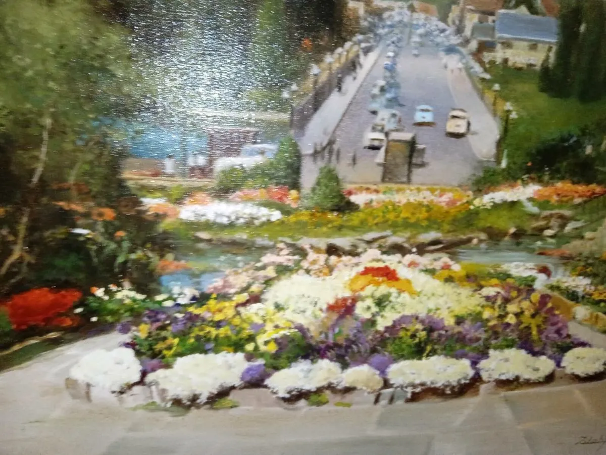 Beautiful antique large oil painting - Image 3