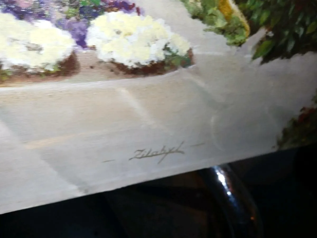 Beautiful antique large oil painting - Image 4