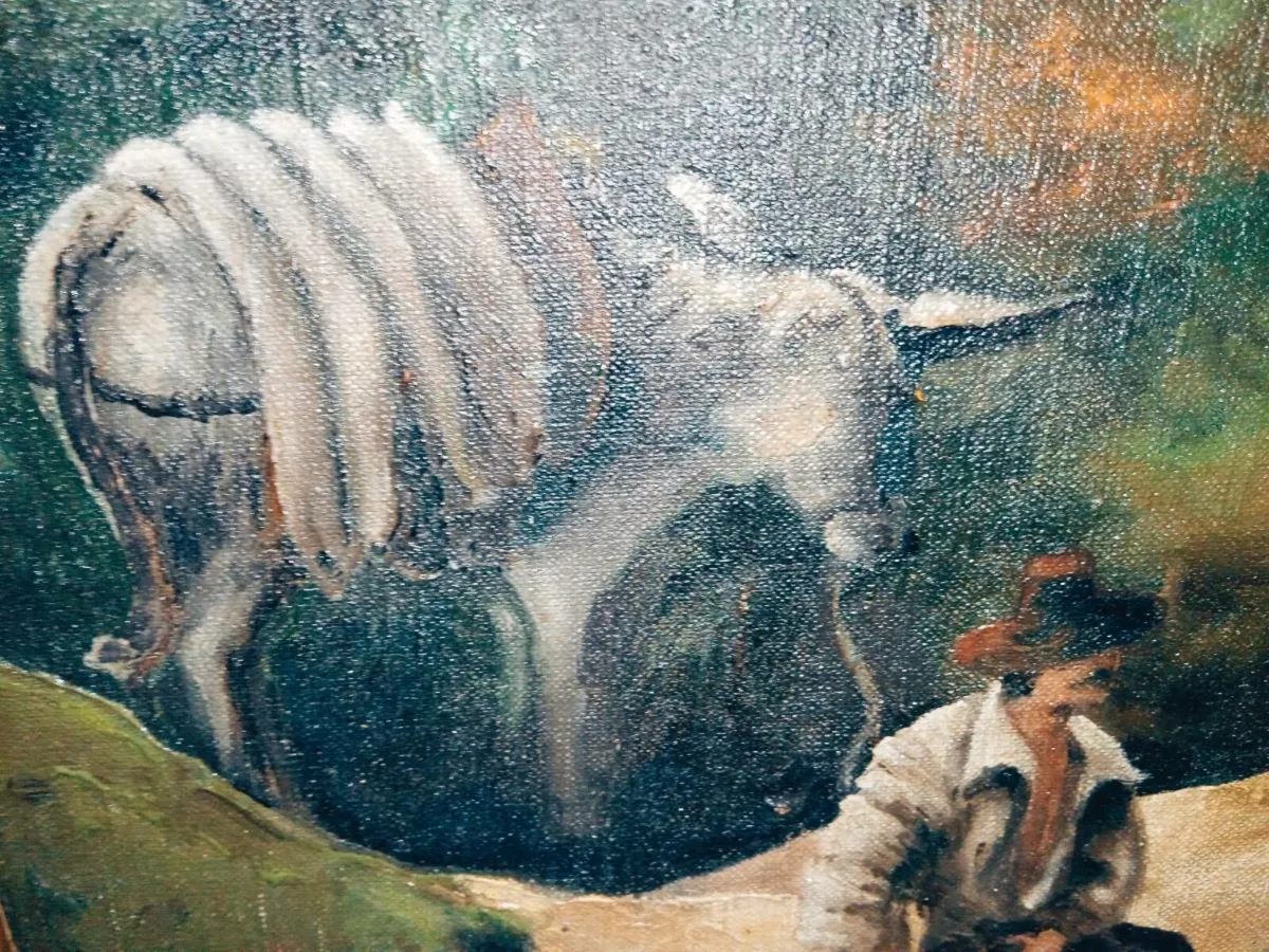 Large Antique oil painting on canvas - Image 2