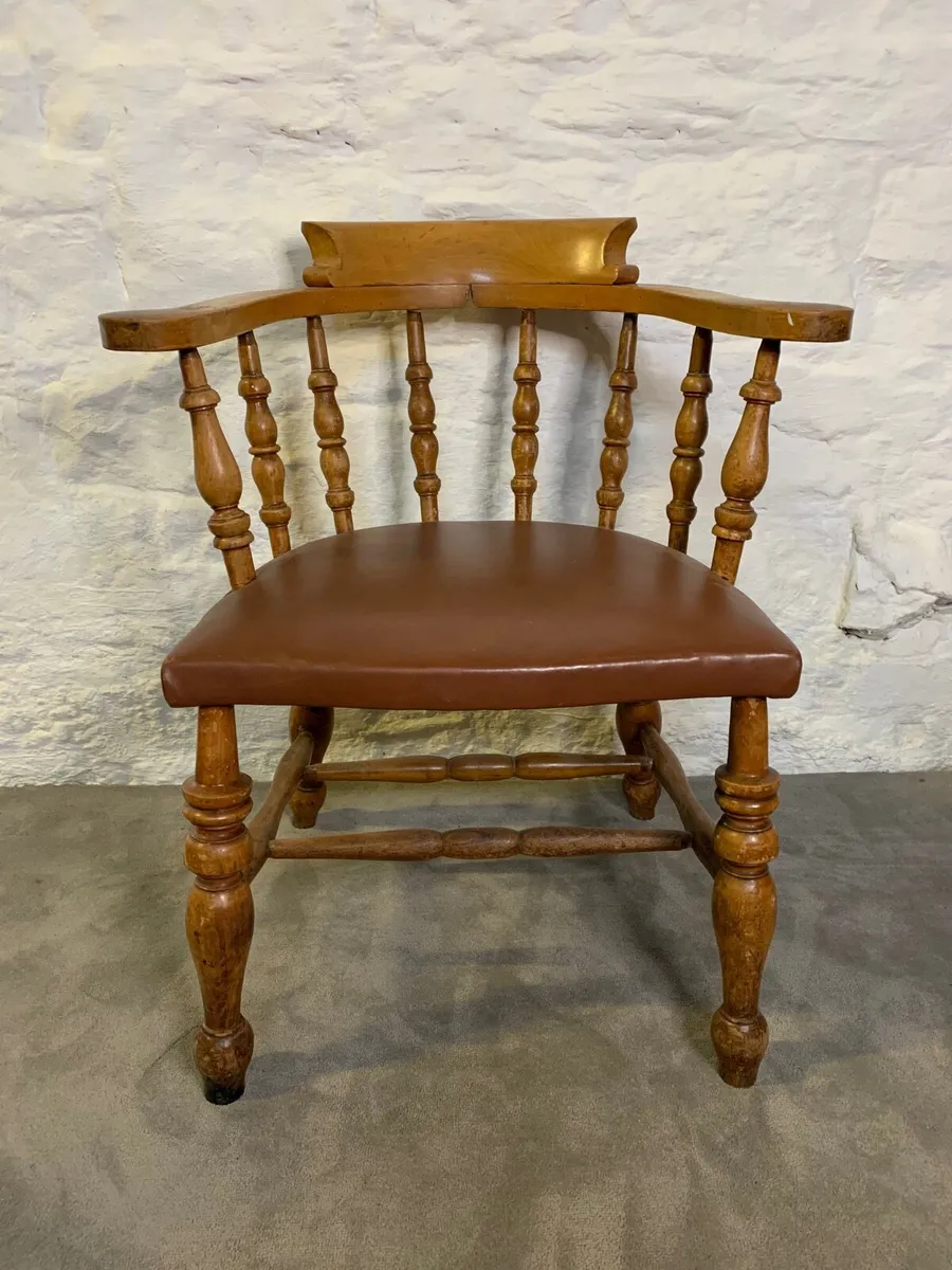 Large Victorian beech armchair. - Image 1