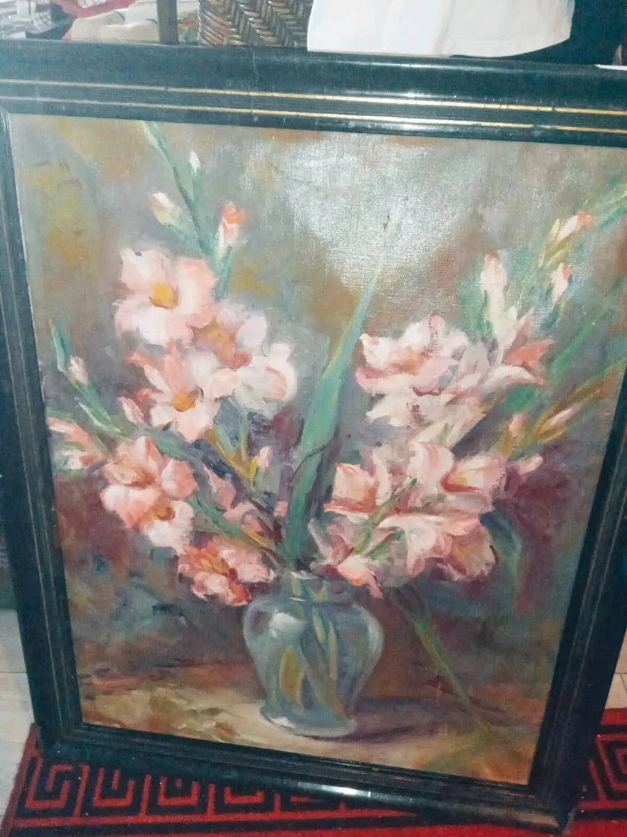 Gladiolus -antique oil painting - Image 1