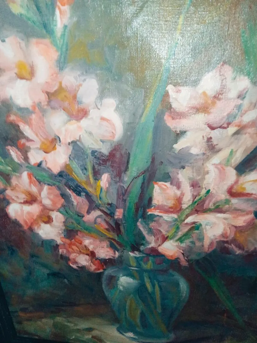Gladiolus -antique oil painting - Image 2