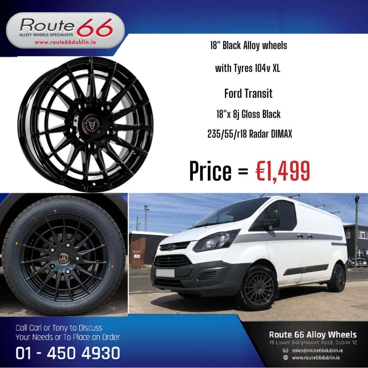 Ford Transit Alloy Wheels with Tyre - Image 2