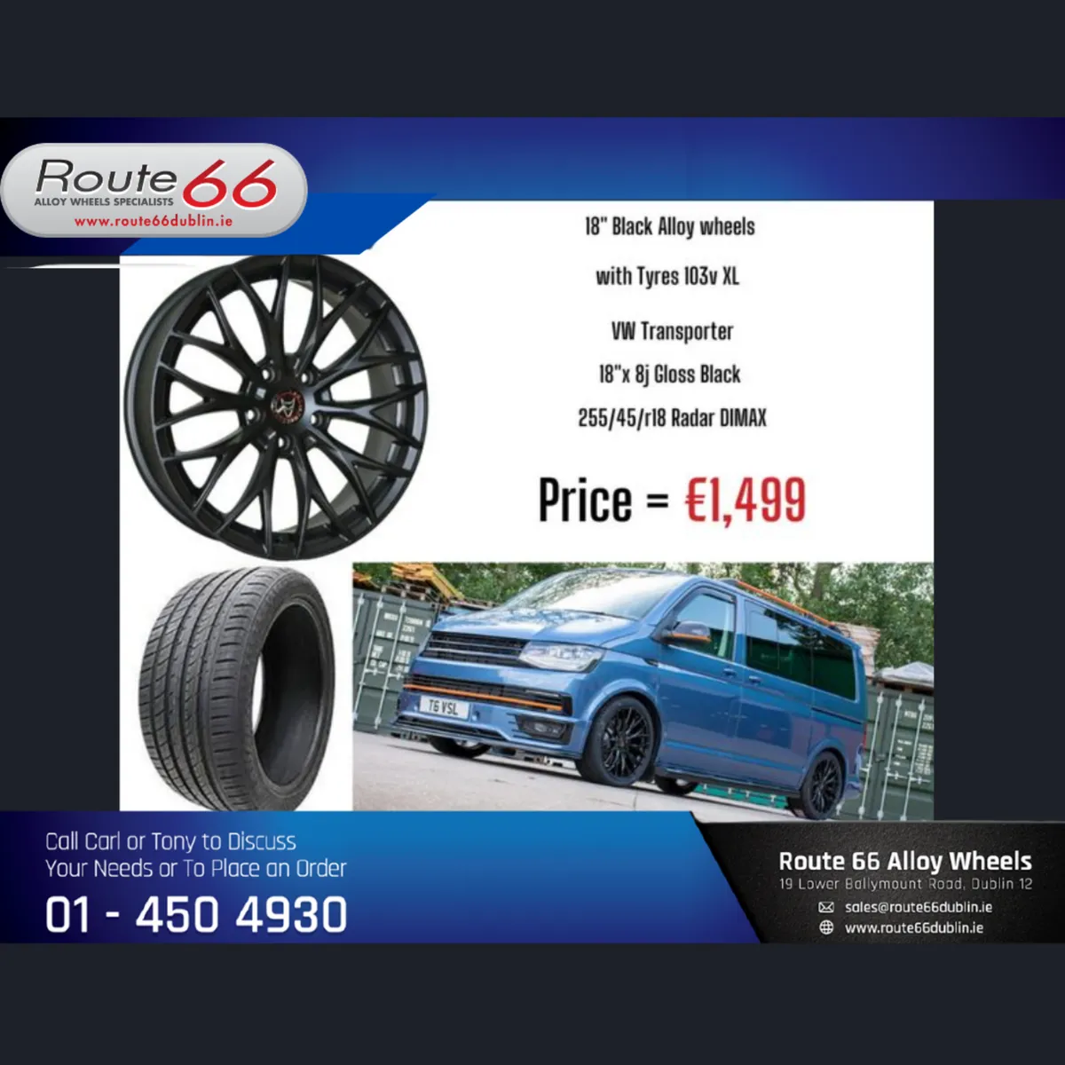 Volkswagen Transporter Alloy Wheels with Tyre - Image 1