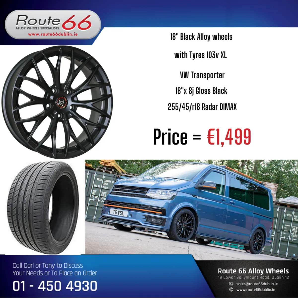 Volkswagen Transporter Alloy Wheels with Tyre - Image 2
