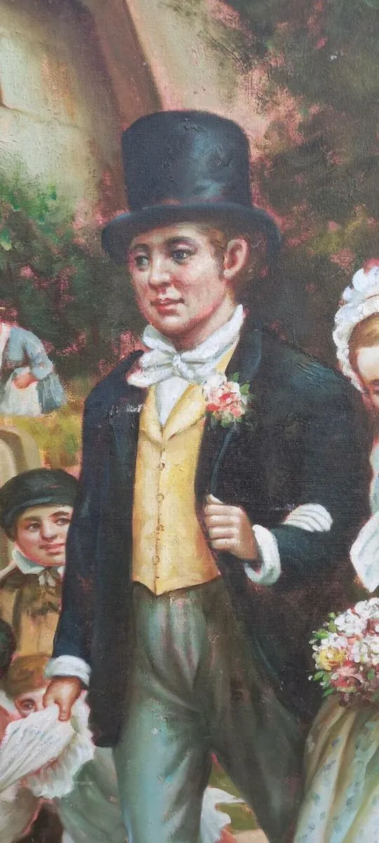 Beautiful Large old oil painting in Gold frame - Image 2