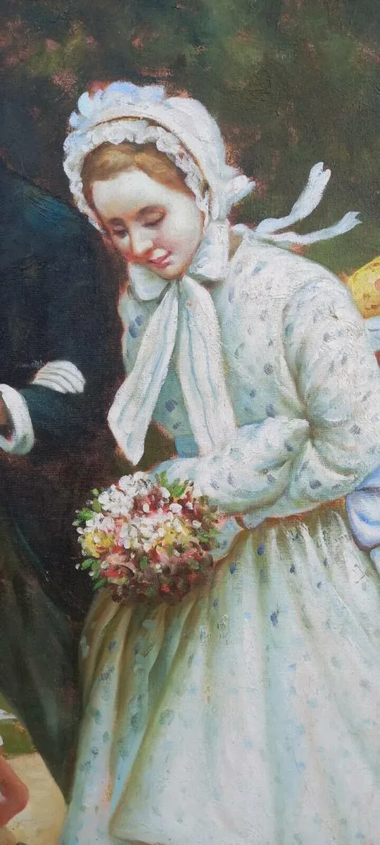 Beautiful Large old oil painting in Gold frame - Image 3