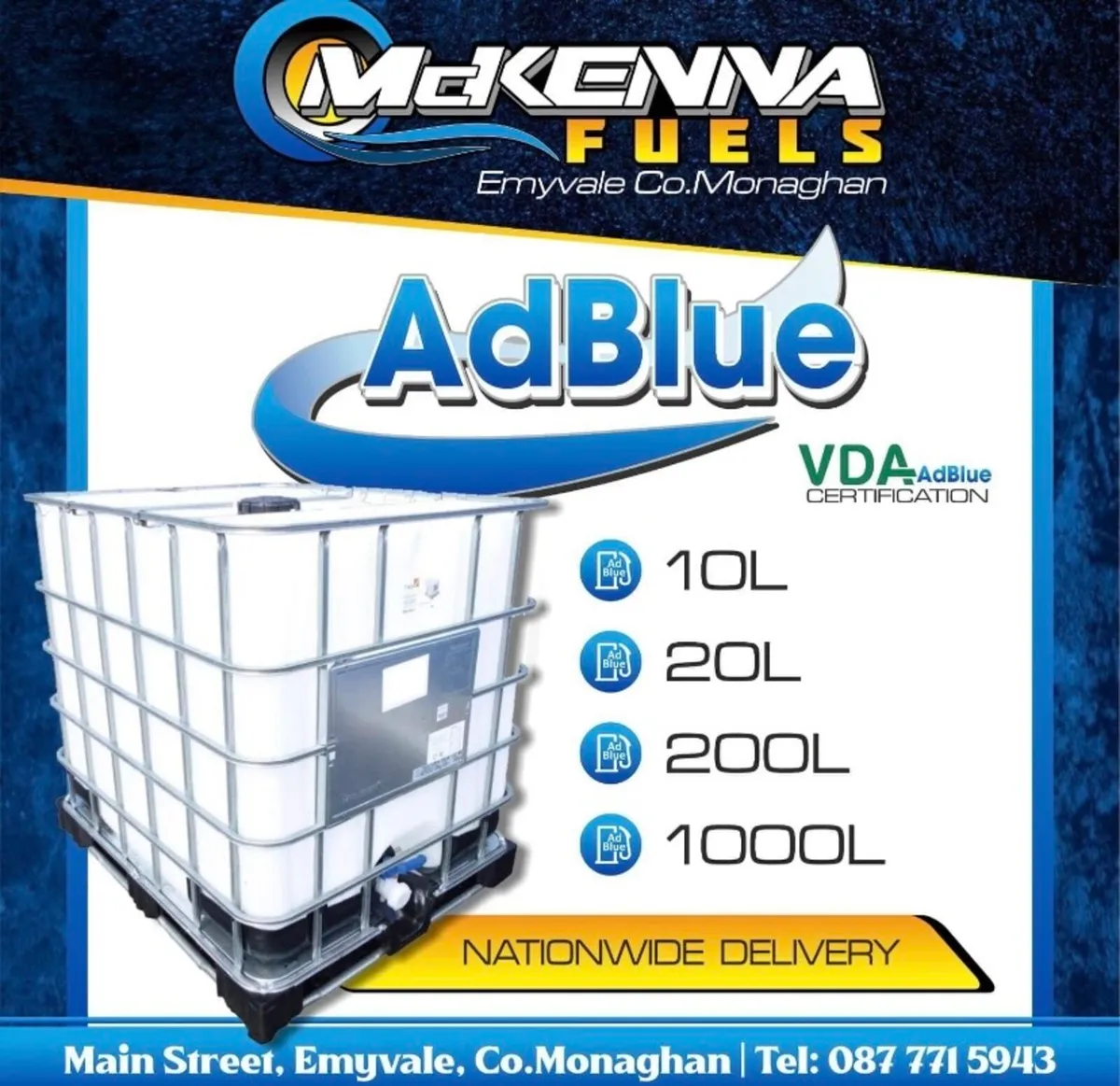 1000L AD BLUE ***€380***MC KENNA FUELS - Image 1