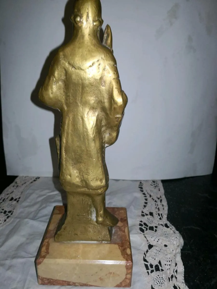 Godefroy of Bouillon marble & brass heavy statue - Image 2