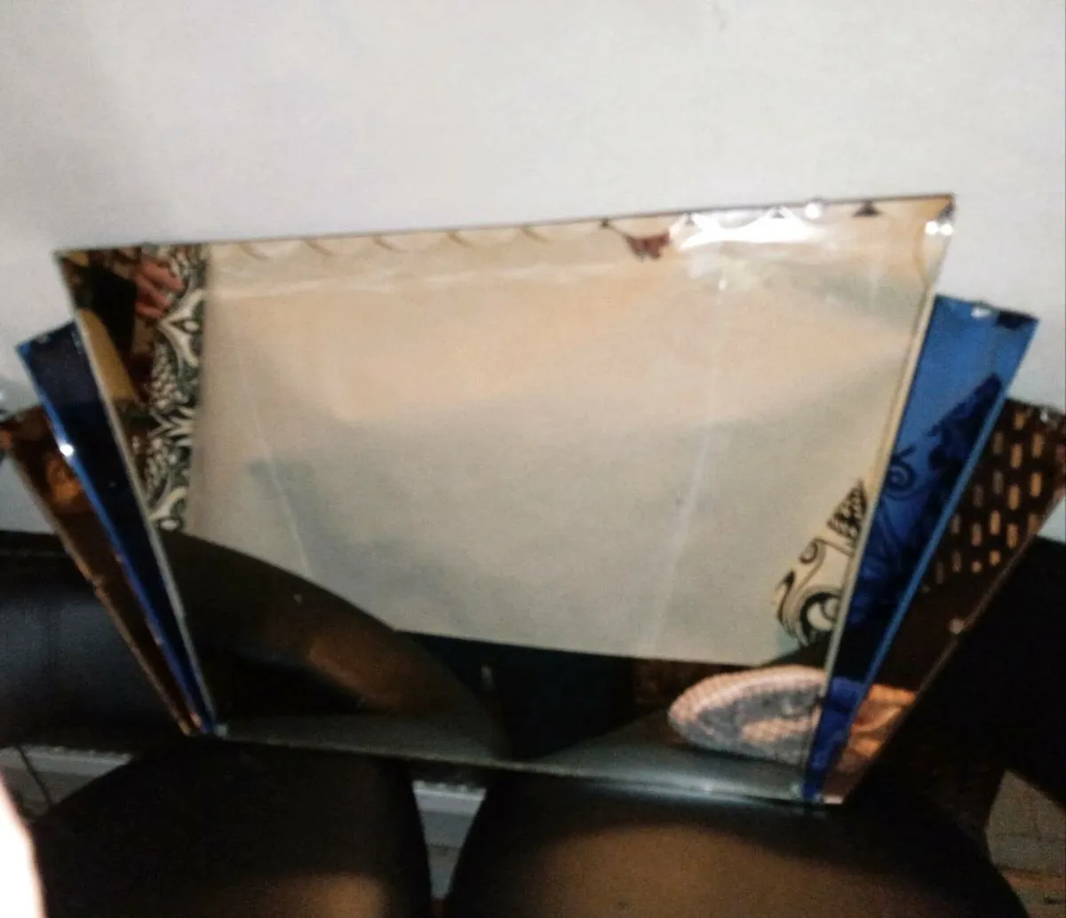 Antique art Deco coloured glass mirror - Image 1
