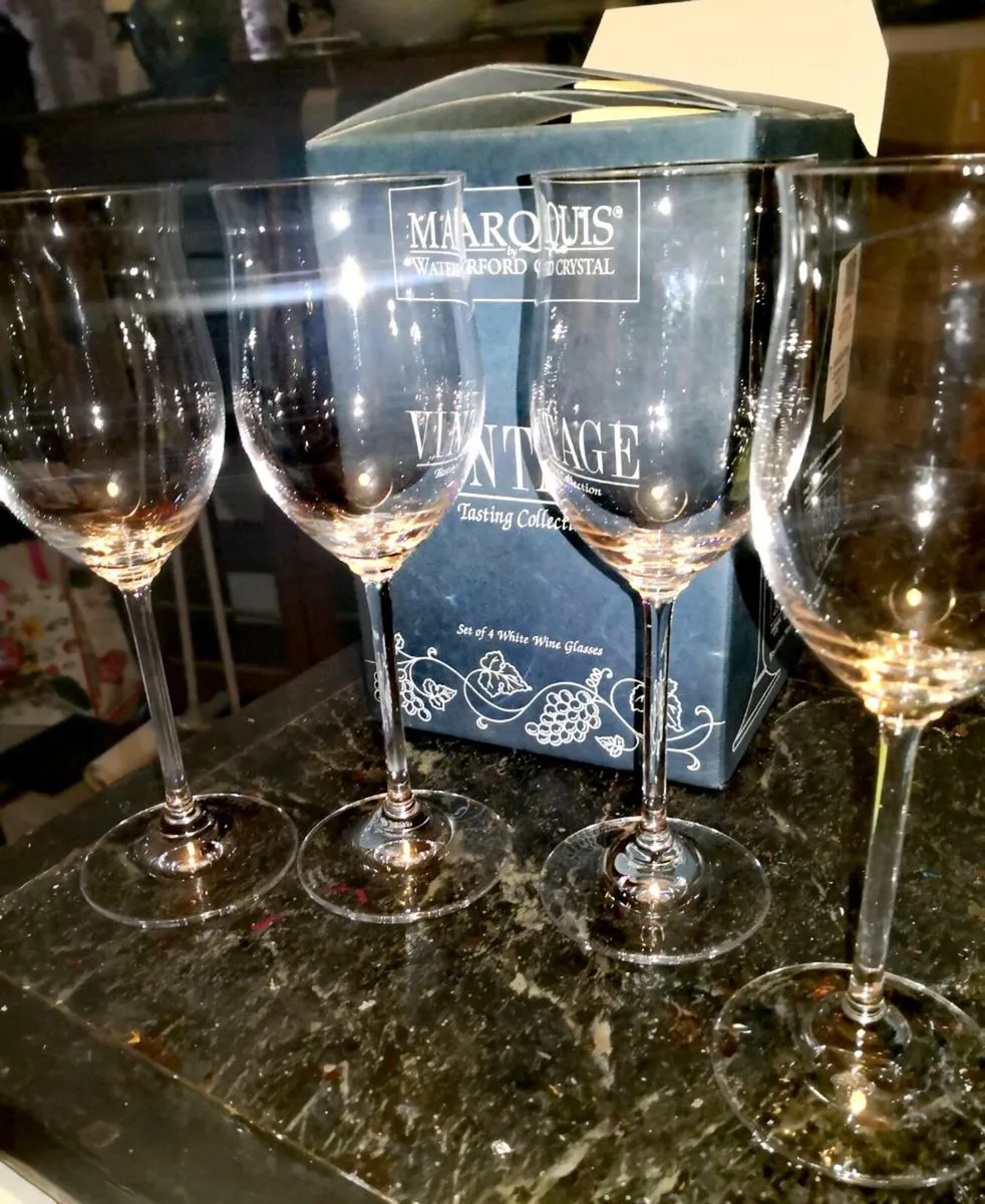 Waterford crystal white vine glass set - Image 1