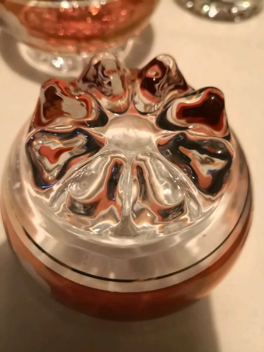 Exquisite pink hand etched crystal glass set 12 - Image 4