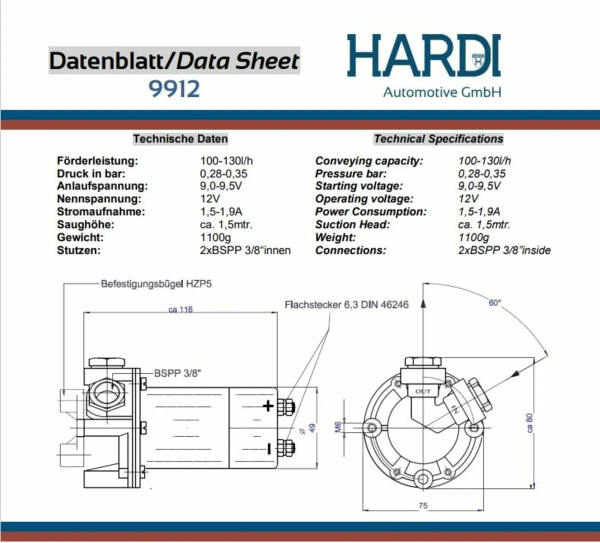 Hardi Fuel Pump 9912 - Image 2
