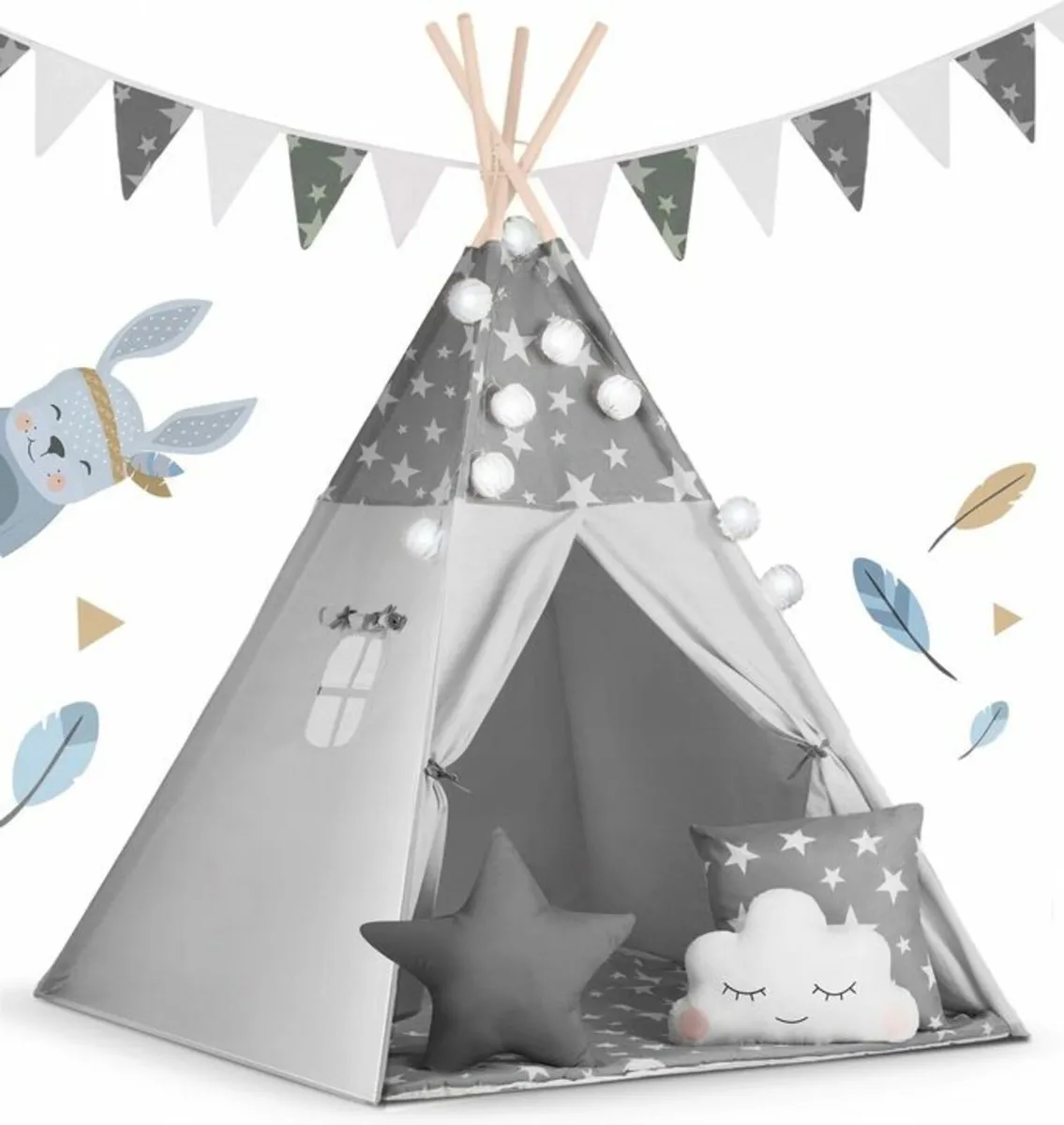 Baby Wooden Teepee Tent Grey christmas gift - Image 2