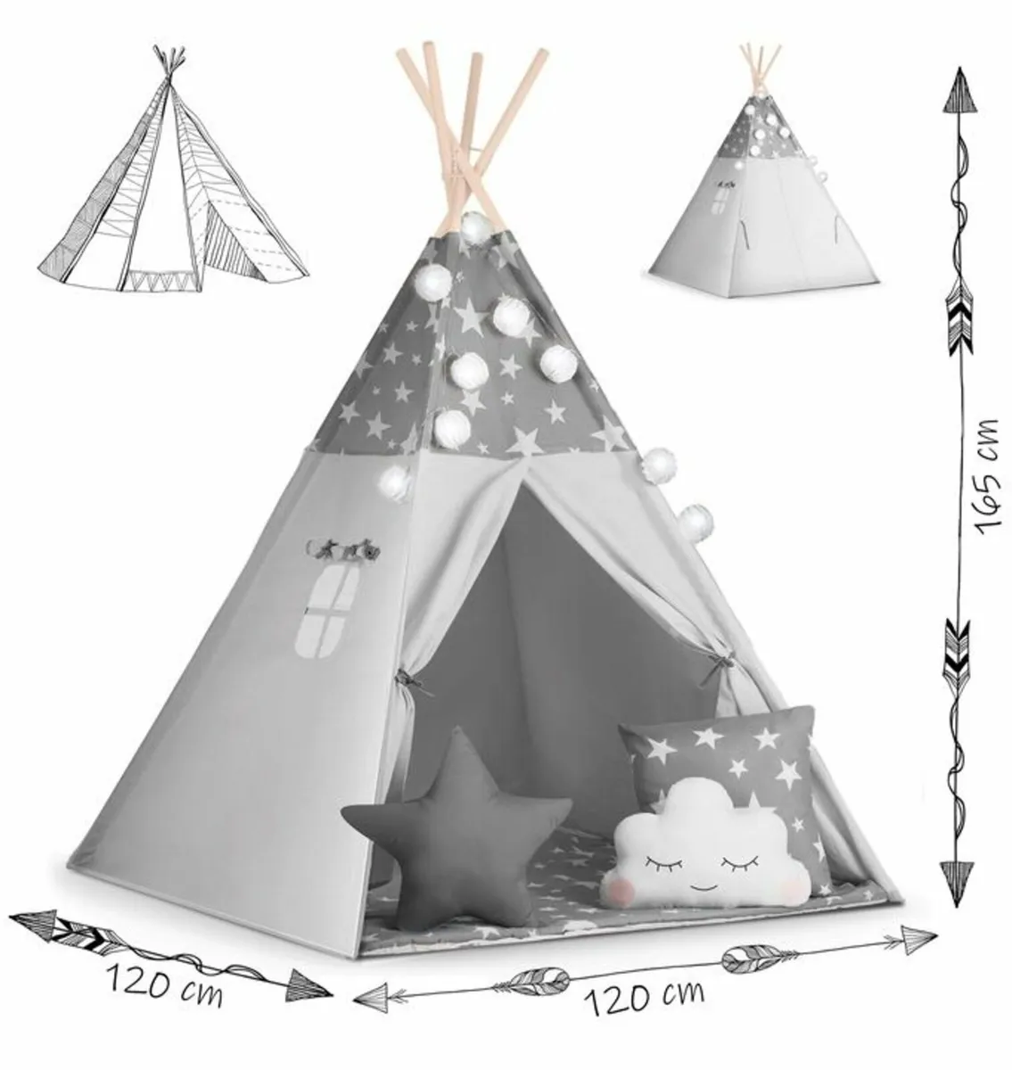 Baby Wooden Teepee Tent Grey christmas gift - Image 3