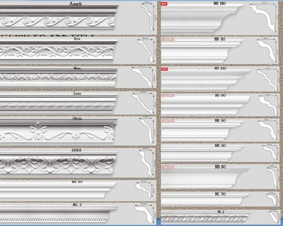 Ceiling Coving, Moulding Polystyrene for 2 metres - Image 1