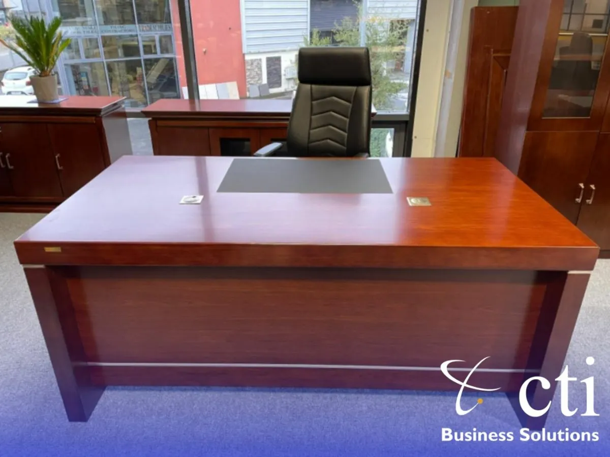 Executive Walnut Veneer Desks Incl. Pedestals- New - Image 3